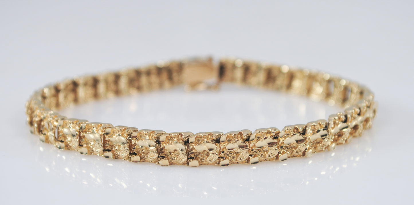 14K Gold Nugget Bracelet, 18 Grams