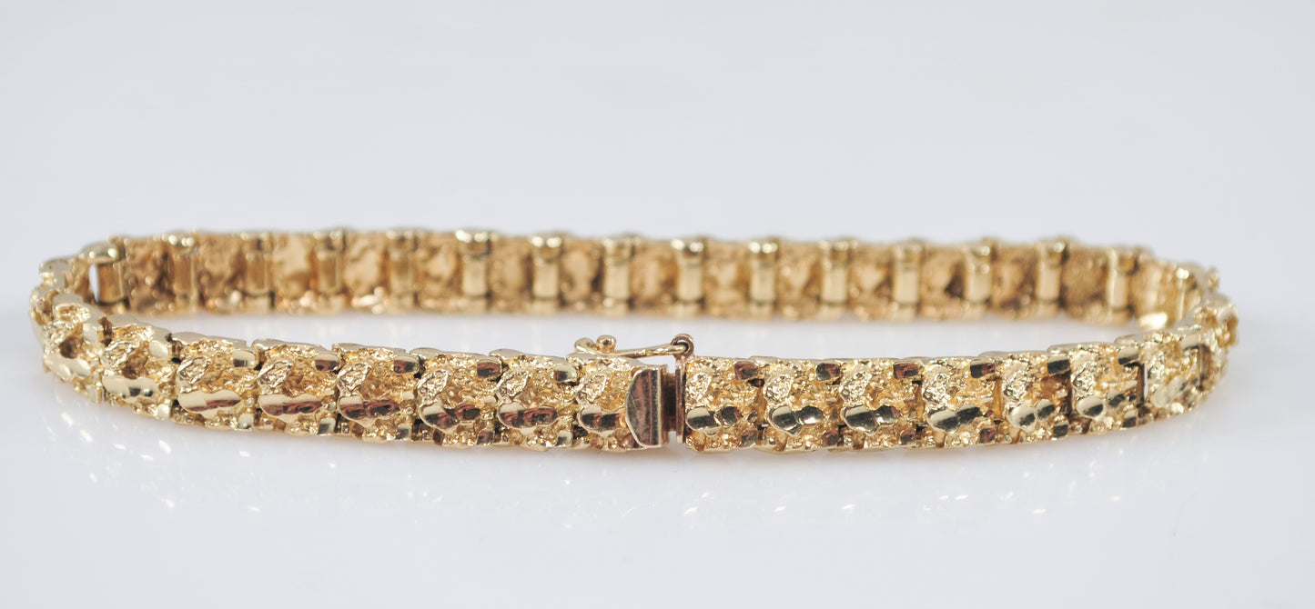 14K Gold Nugget Bracelet, 18 Grams