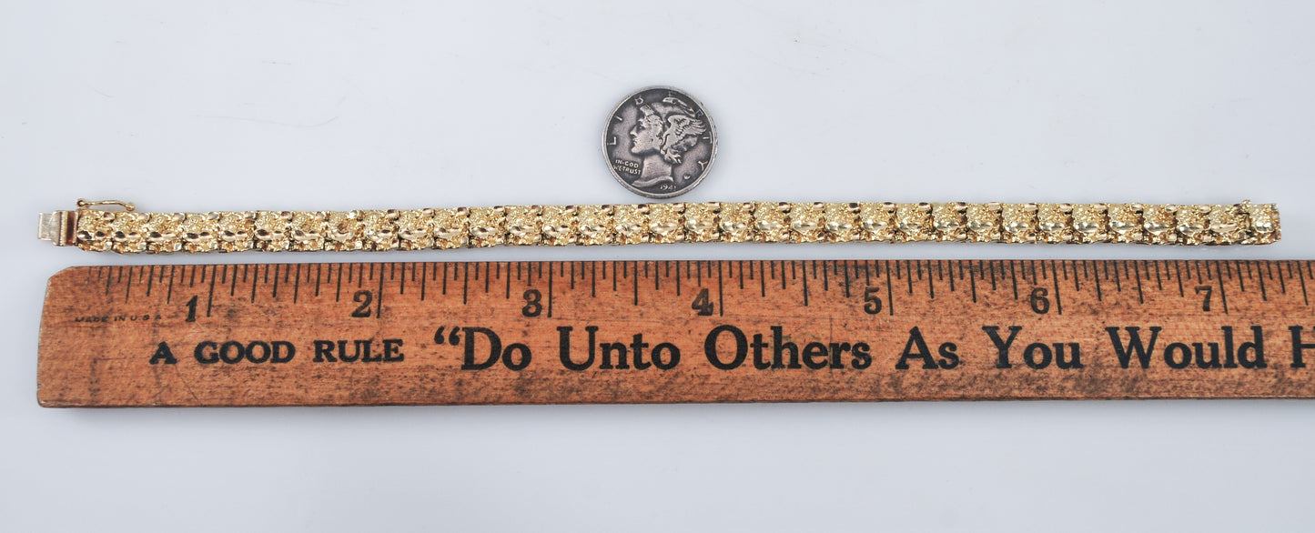 14K Gold Nugget Bracelet, 18 Grams