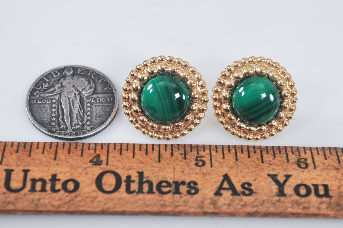 Peter Brams Designs 14K Gold Malachite Earrings