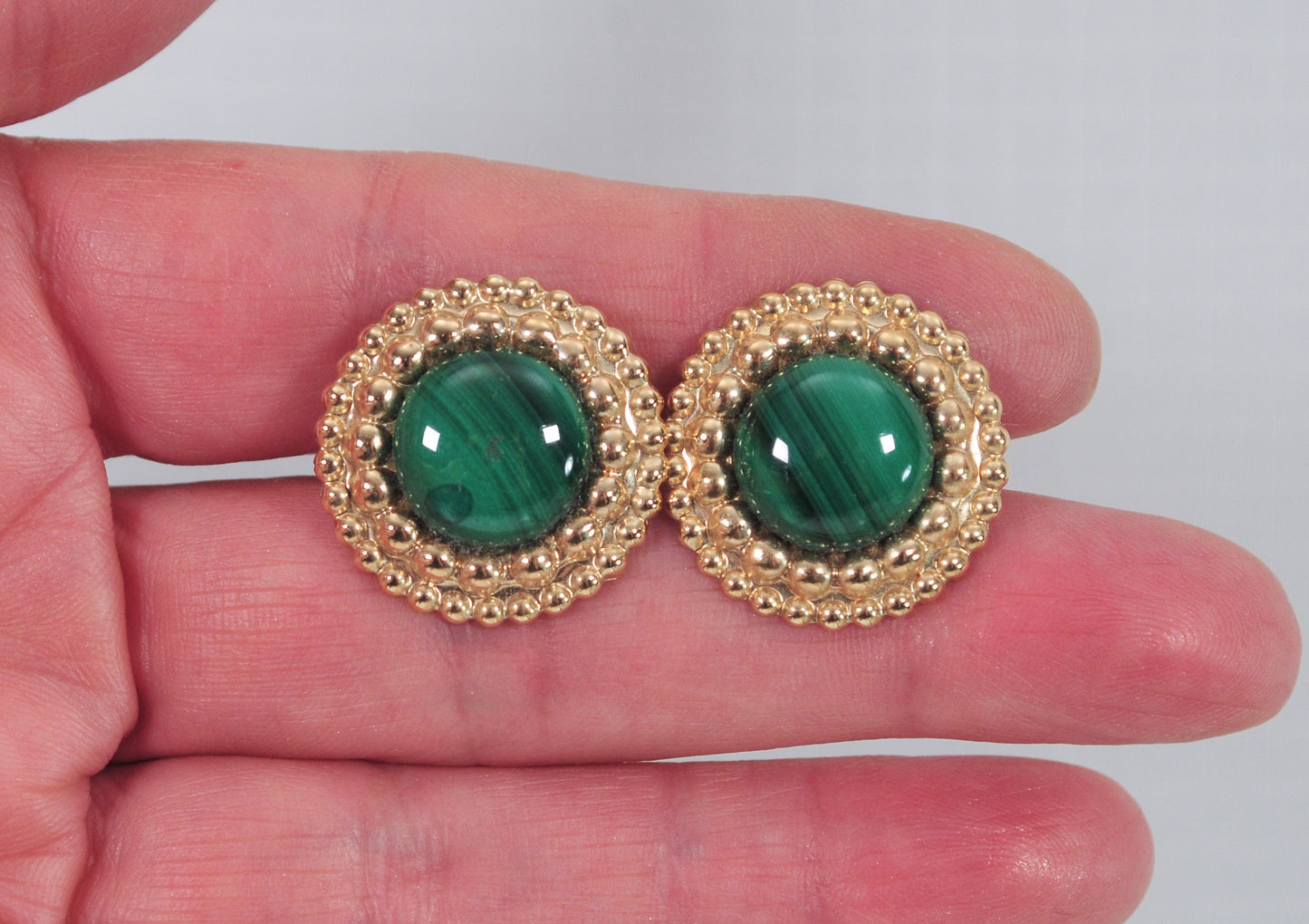 Peter Brams Designs 14K Gold Malachite Earrings