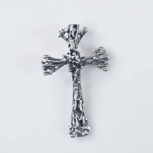 Vintage Sterling Silver Brutalist Cross Pendant