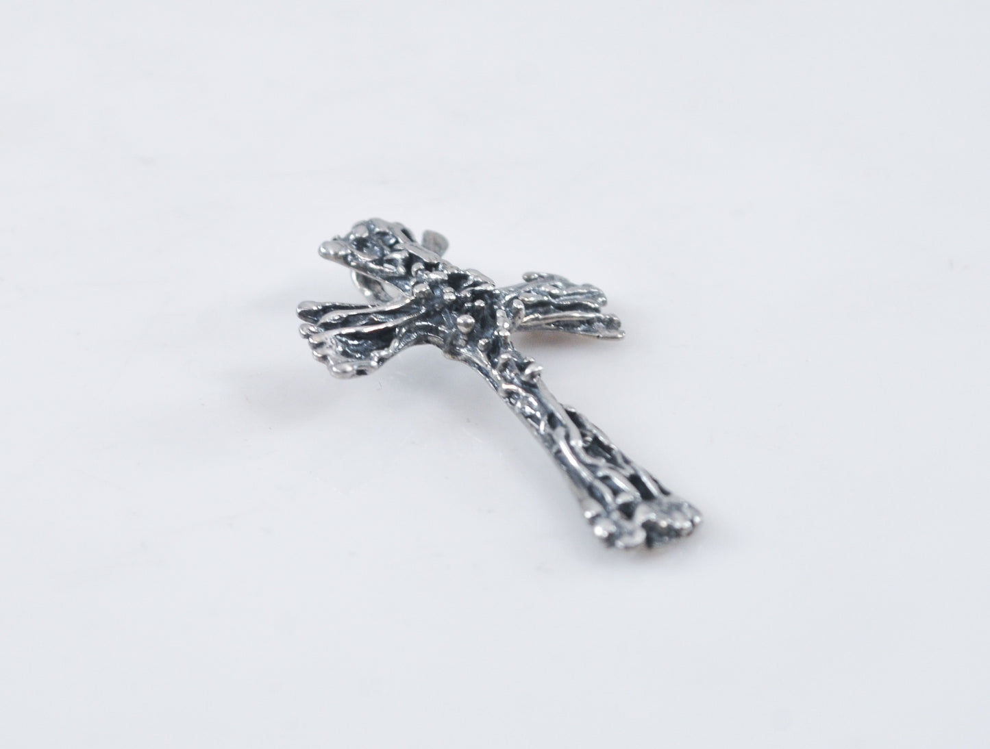 Vintage Sterling Silver Brutalist Cross Pendant