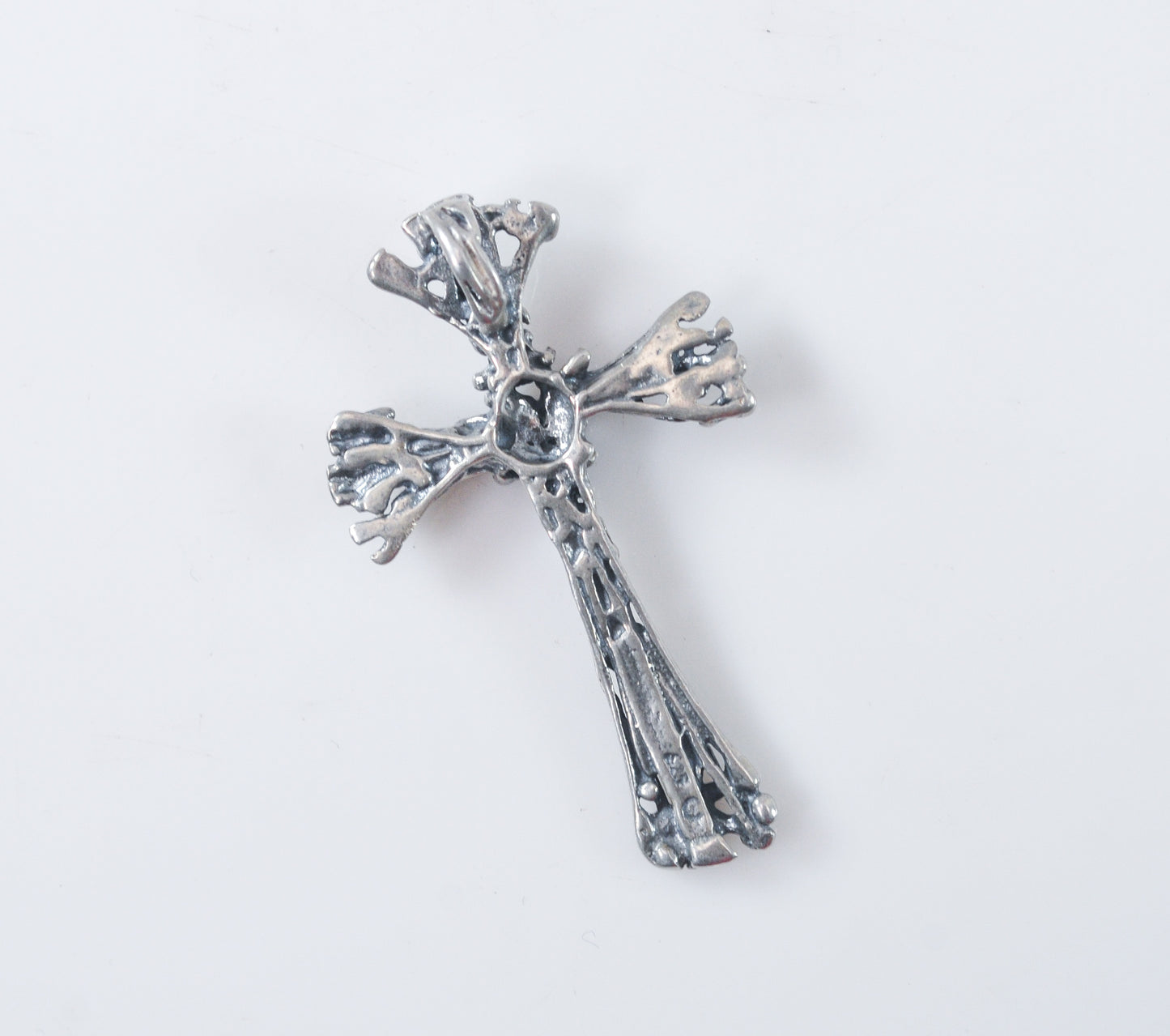 Vintage Sterling Silver Brutalist Cross Pendant