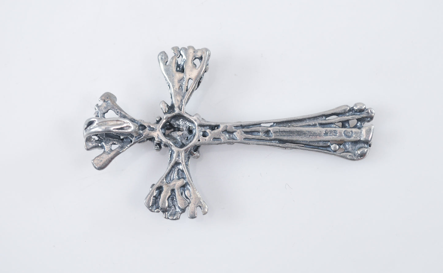 Vintage Sterling Silver Brutalist Cross Pendant