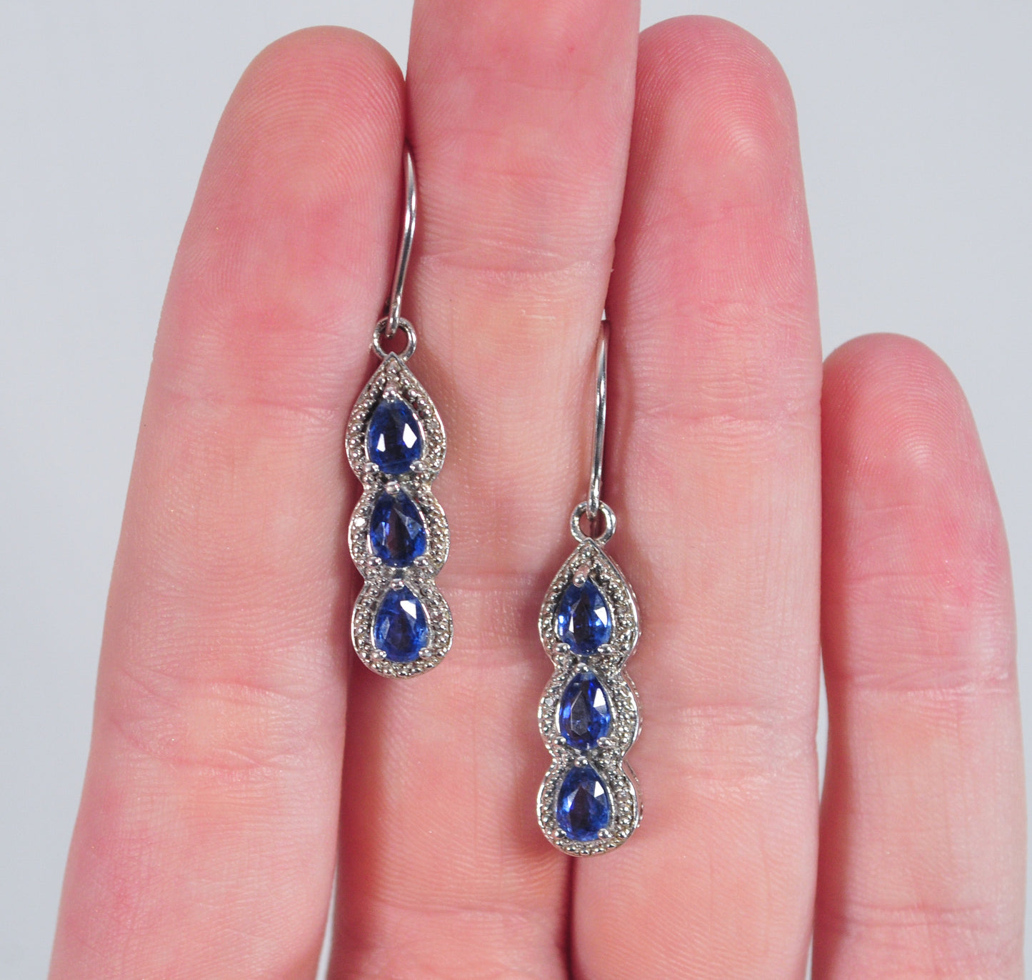 Sterling Silver Designer Blue Spinel Earrings