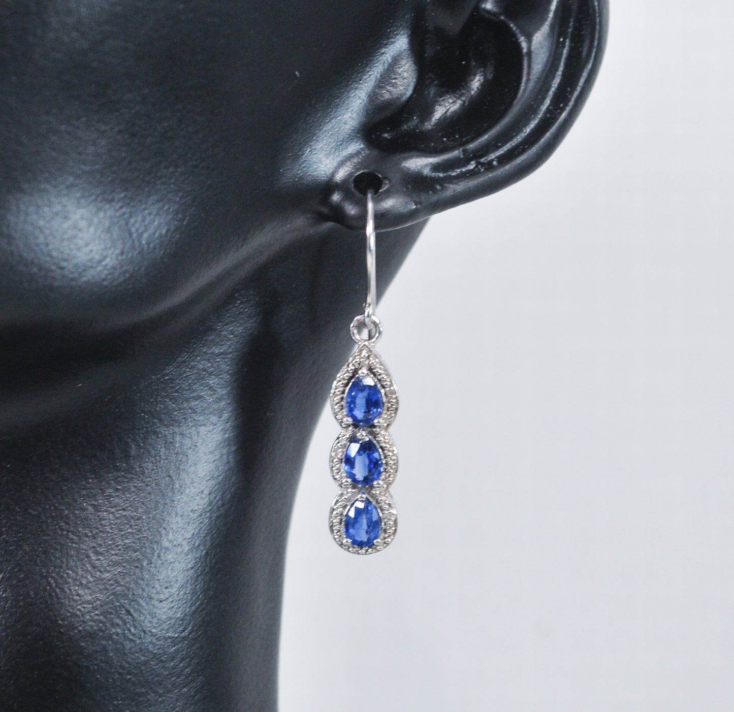 Sterling Silver Designer Blue Spinel Earrings