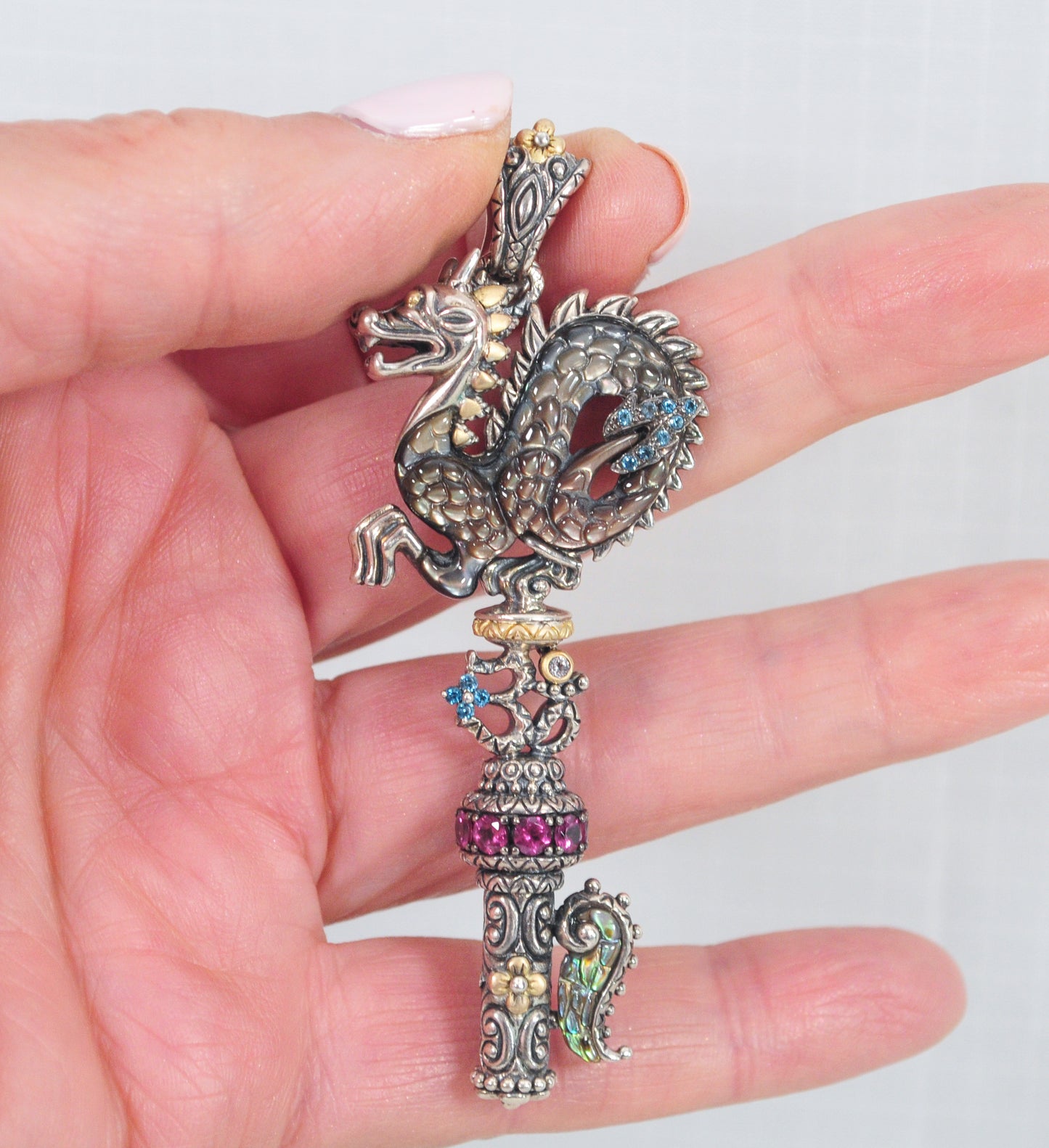 Barbara Bixby Sterling Silver 18K Gold Dragon Key Enhancer Pendant