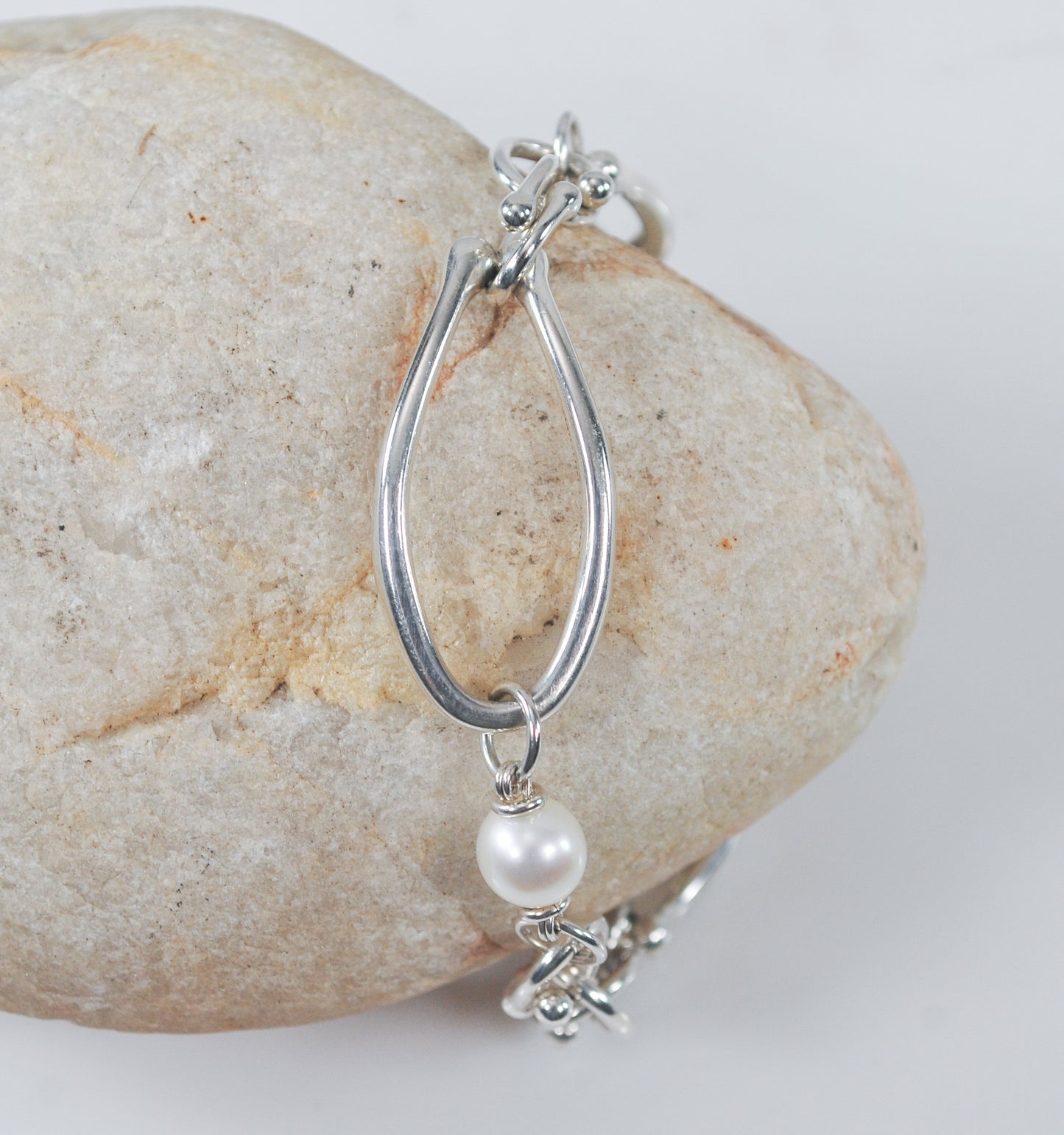 Michael Dawkins Sterling Silver Pearl Toggle Bracelet