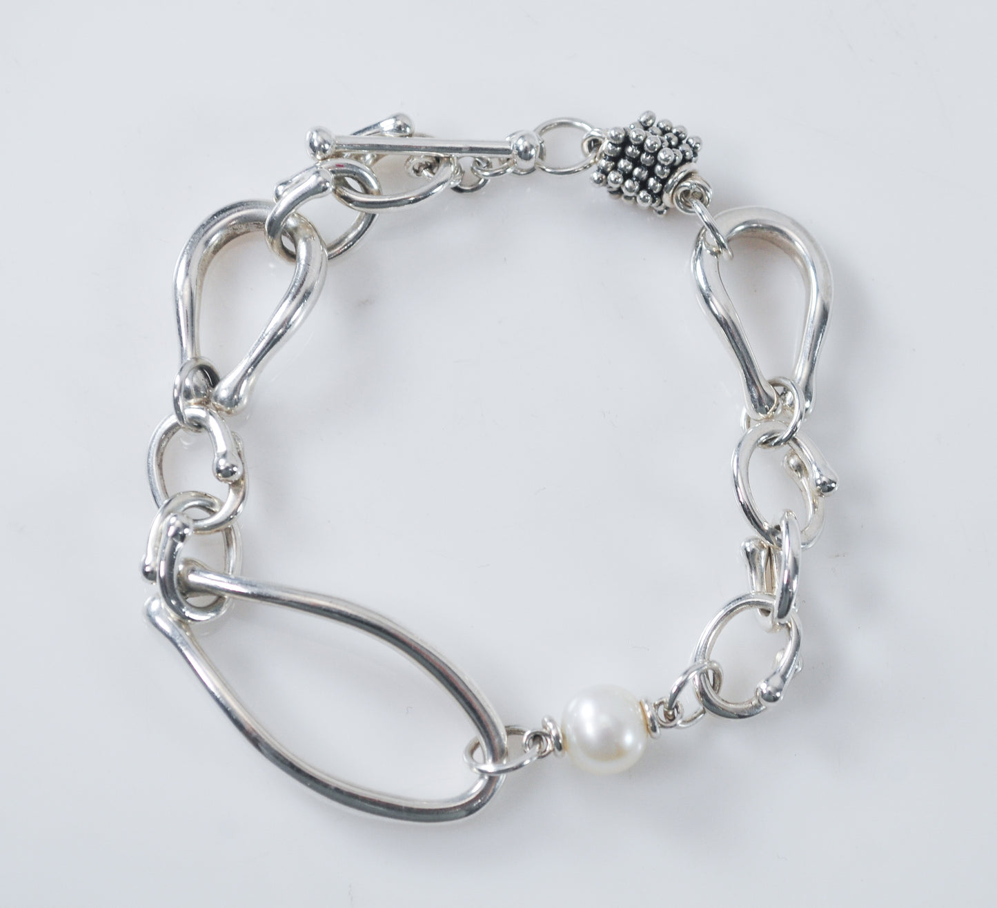 Michael Dawkins Sterling Silver Pearl Toggle Bracelet