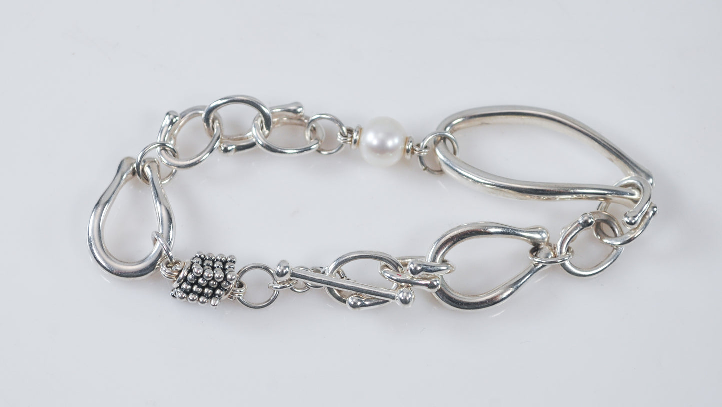 Michael Dawkins Sterling Silver Pearl Toggle Bracelet