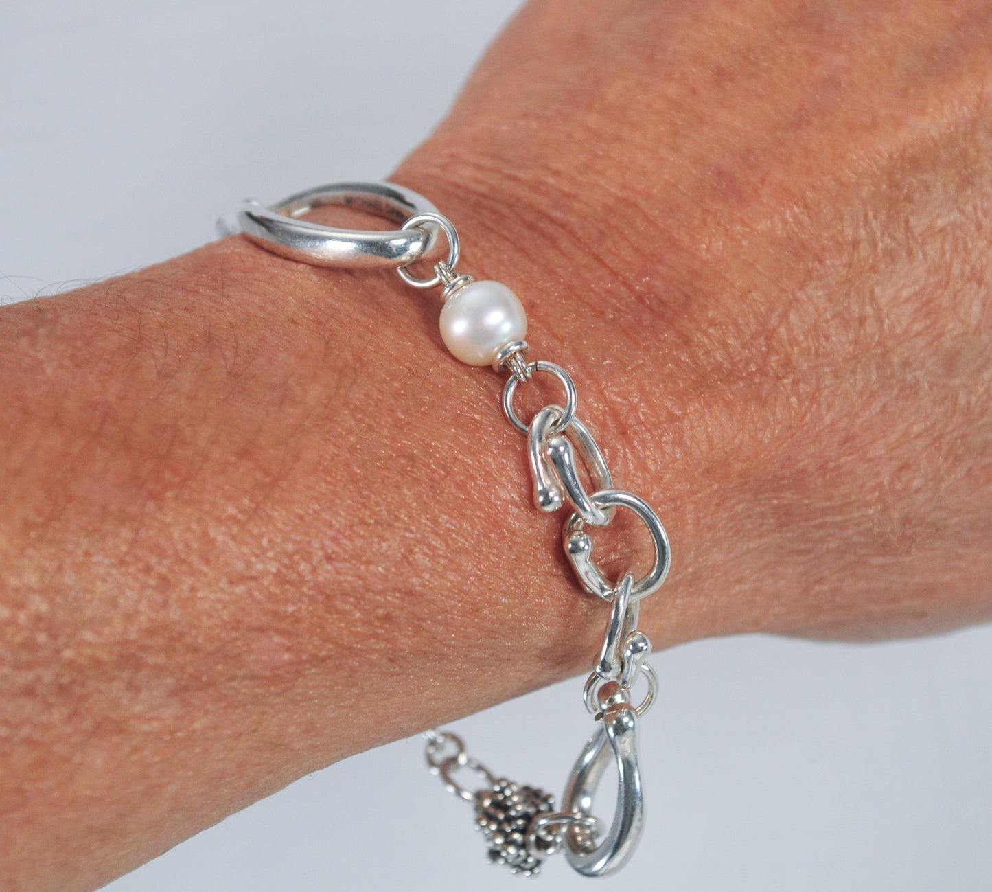 Michael Dawkins Sterling Silver Pearl Toggle Bracelet