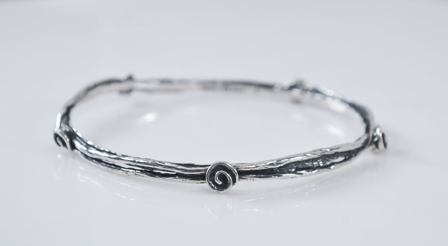 Or PAZ Creations Sterling Silver Rose Bangle Bracelet