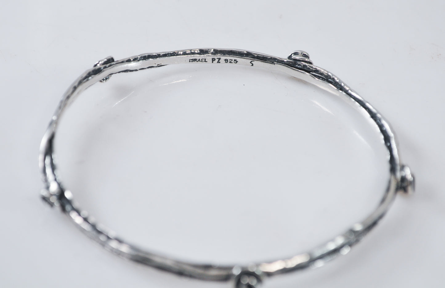 Or PAZ Creations Sterling Silver Rose Bangle Bracelet