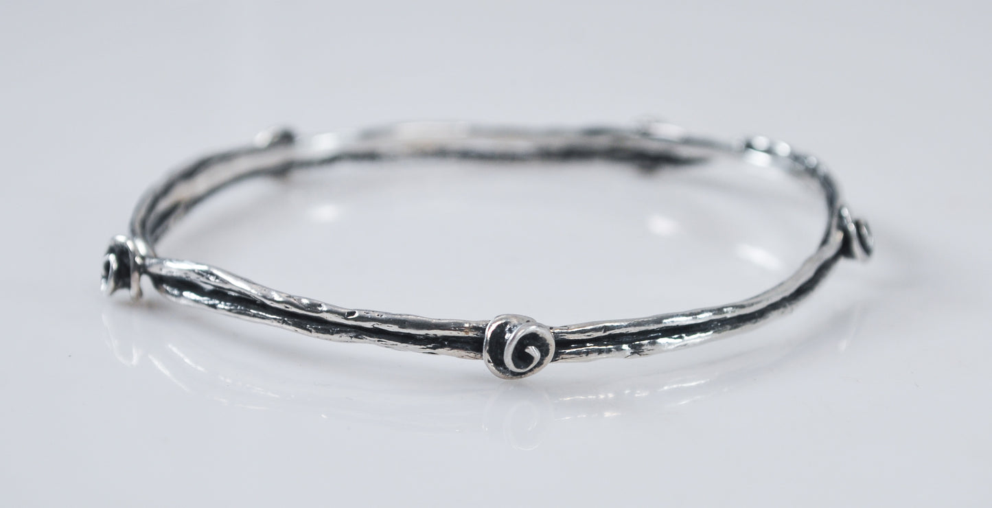 Or PAZ Creations Sterling Silver Rose Bangle Bracelet