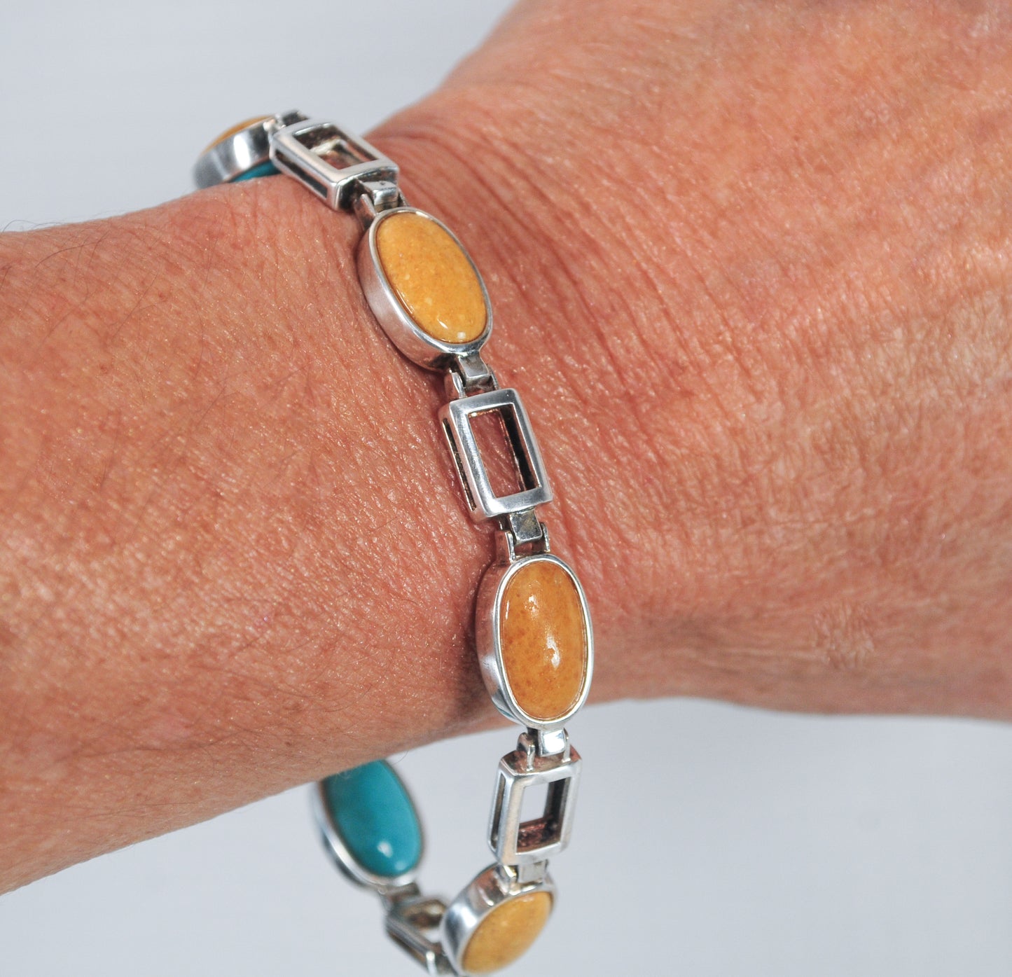 Jay King DTR Sterling Silver Reversible Turquoise Jasper Bracelet