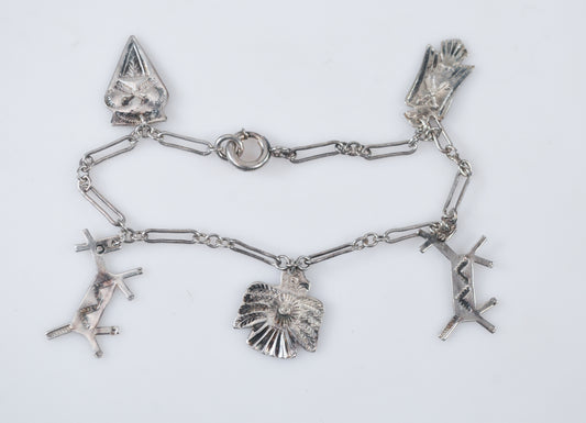 Antique Native American Sterling Silver Charm Bracelet