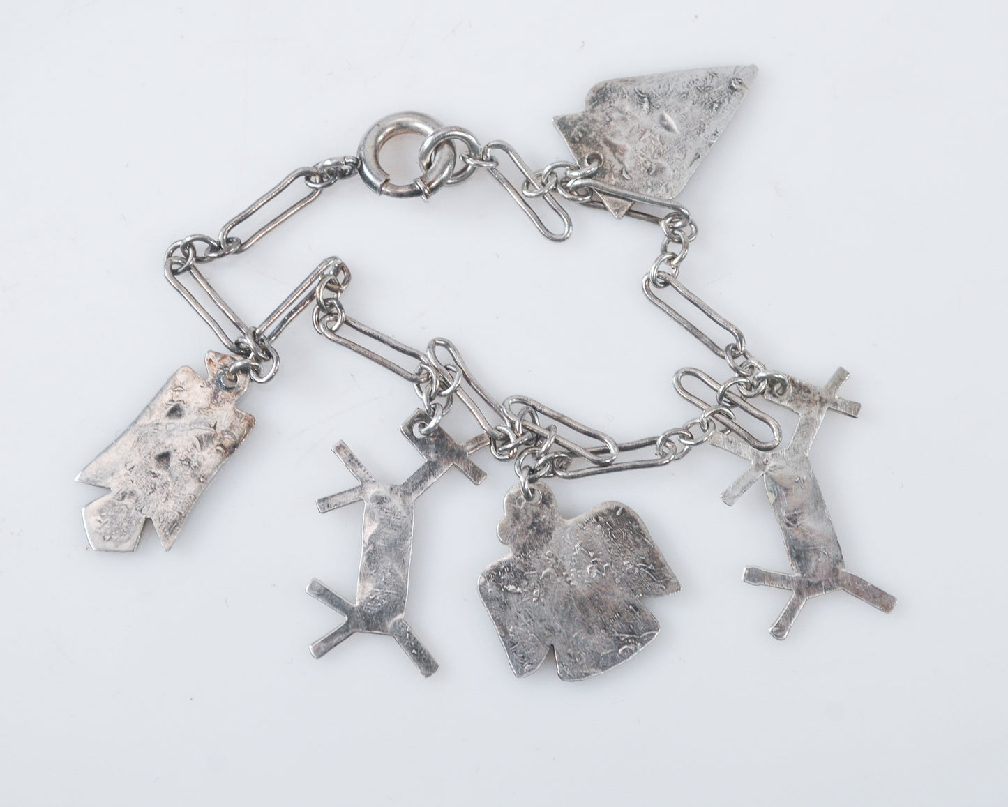 Antique Native American Sterling Silver Charm Bracelet