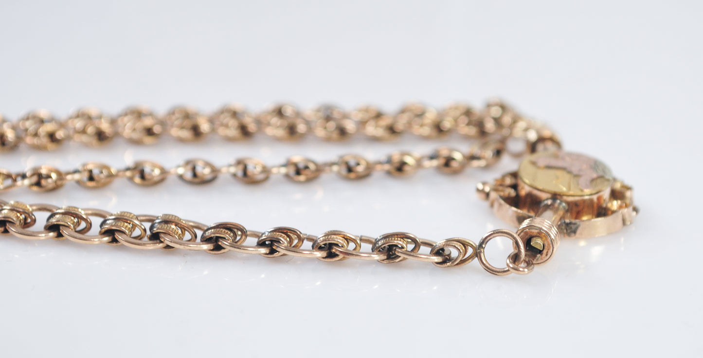 Antique Victorian Gold Filled Book Chain Necklace