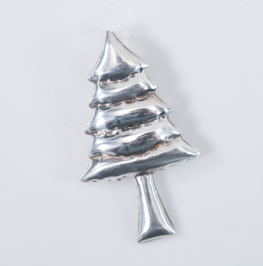 Large Sterling Silver Christmas Tree Brooch Pendant