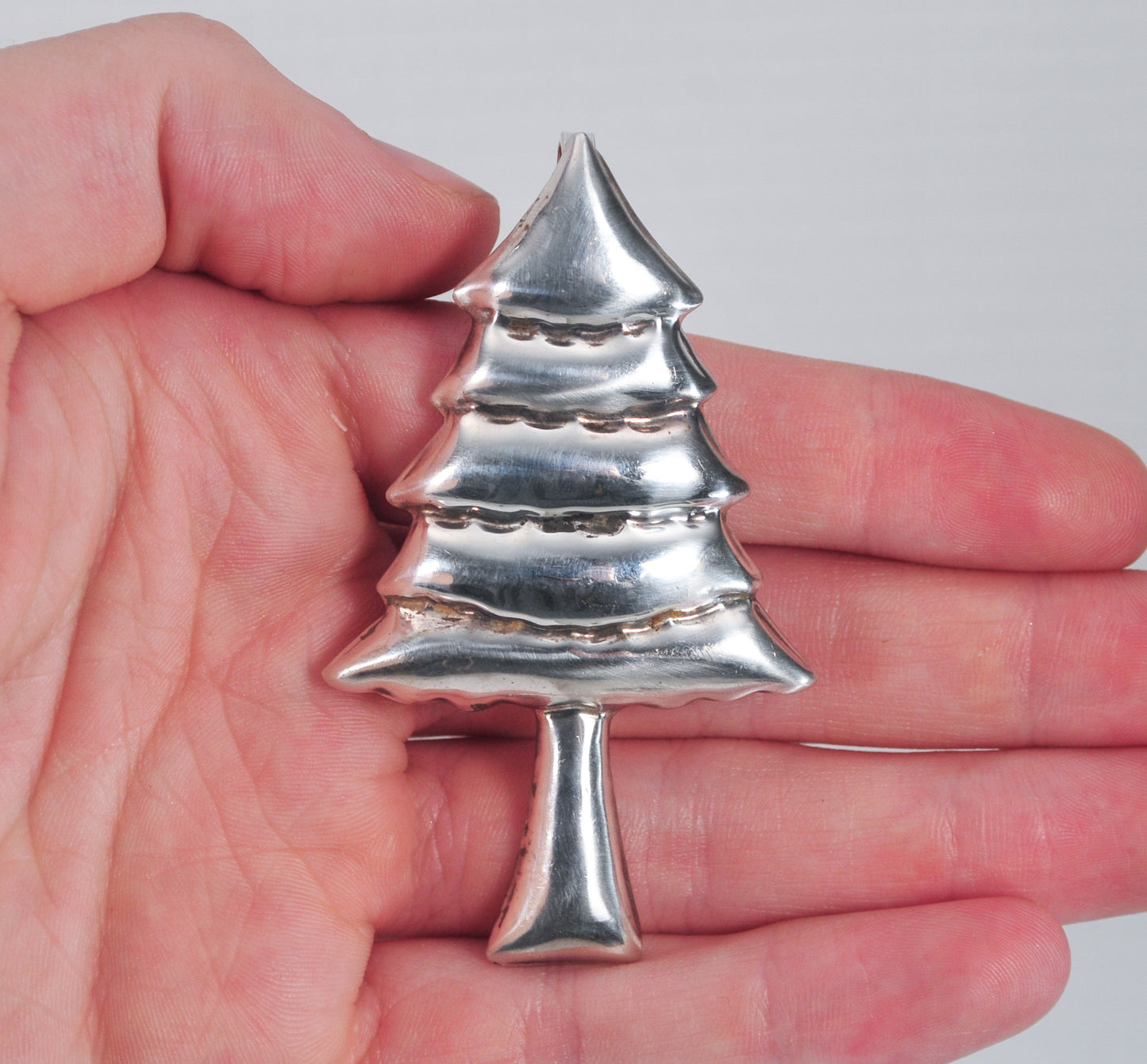 Large Sterling Silver Christmas Tree Brooch Pendant