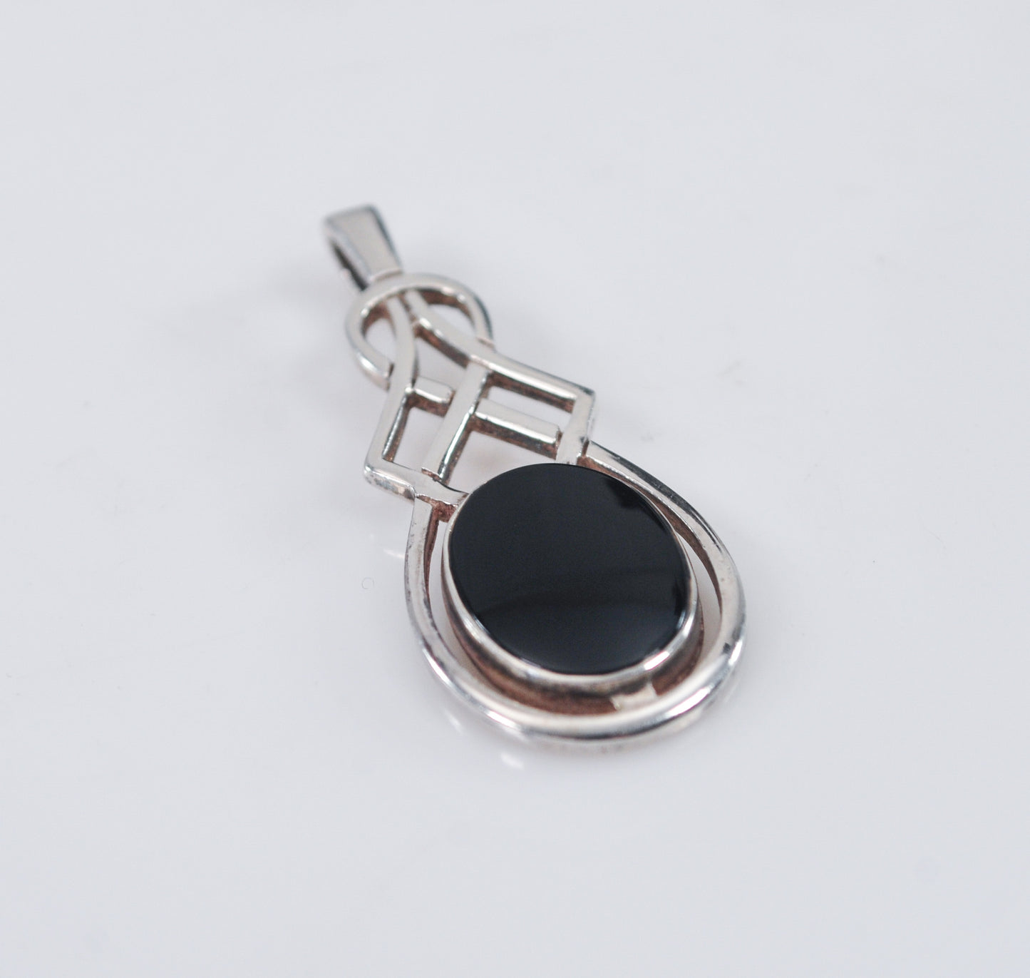 Malcolm Gray Sterling Silver Black Onyx Celtic Pendant