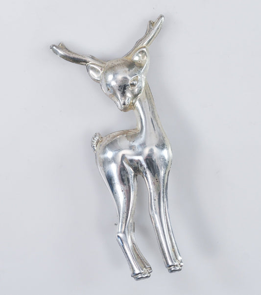 Vintage Signed Sterling Silver Deer Brooch