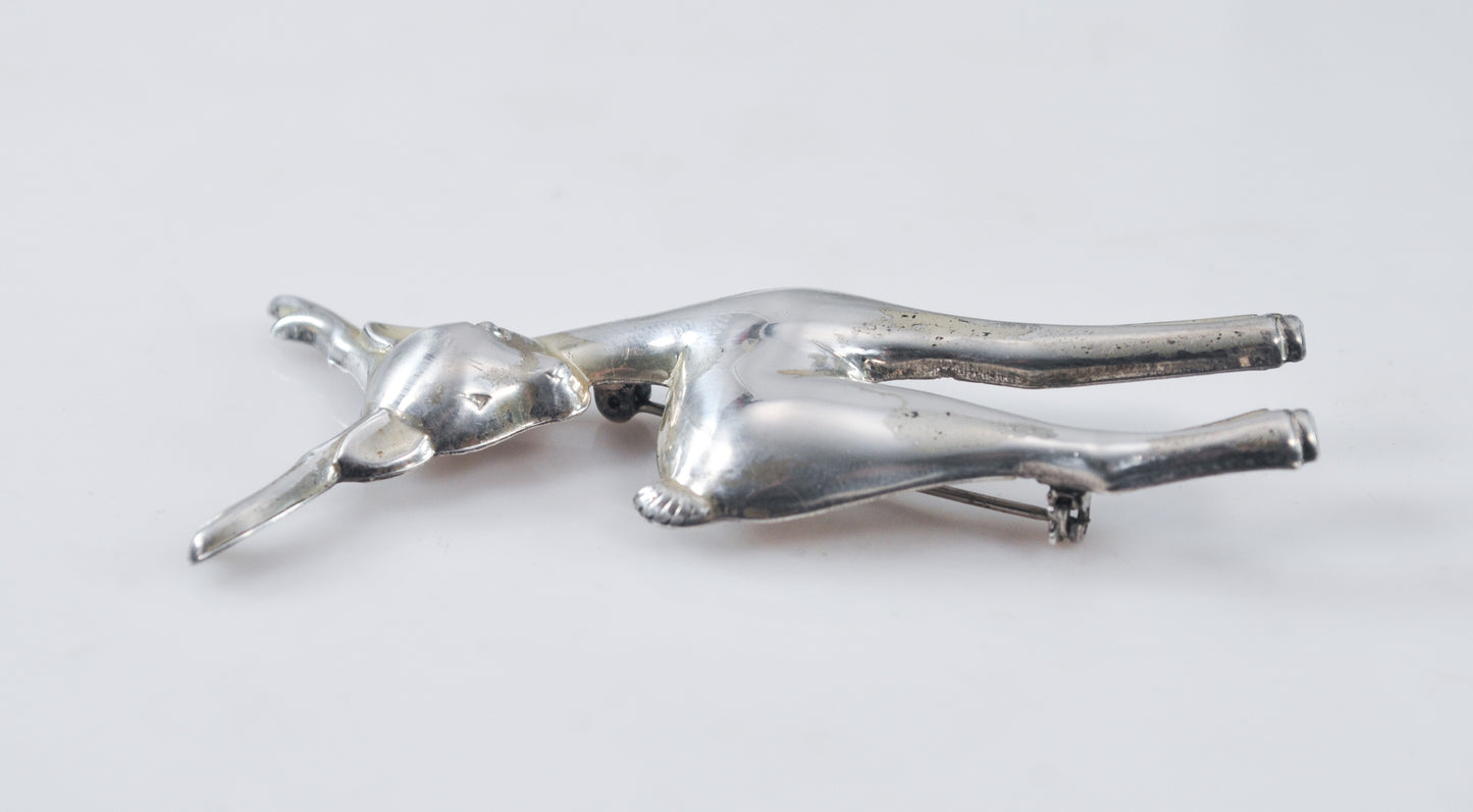 Vintage Signed Sterling Silver Deer Brooch