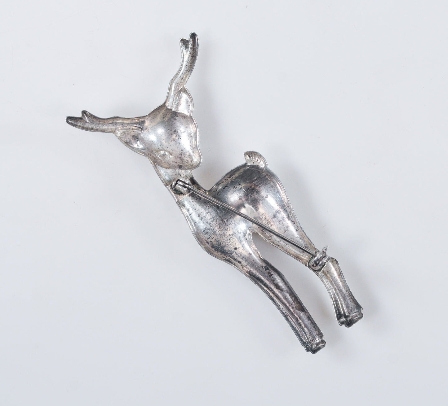 Vintage Signed Sterling Silver Deer Brooch