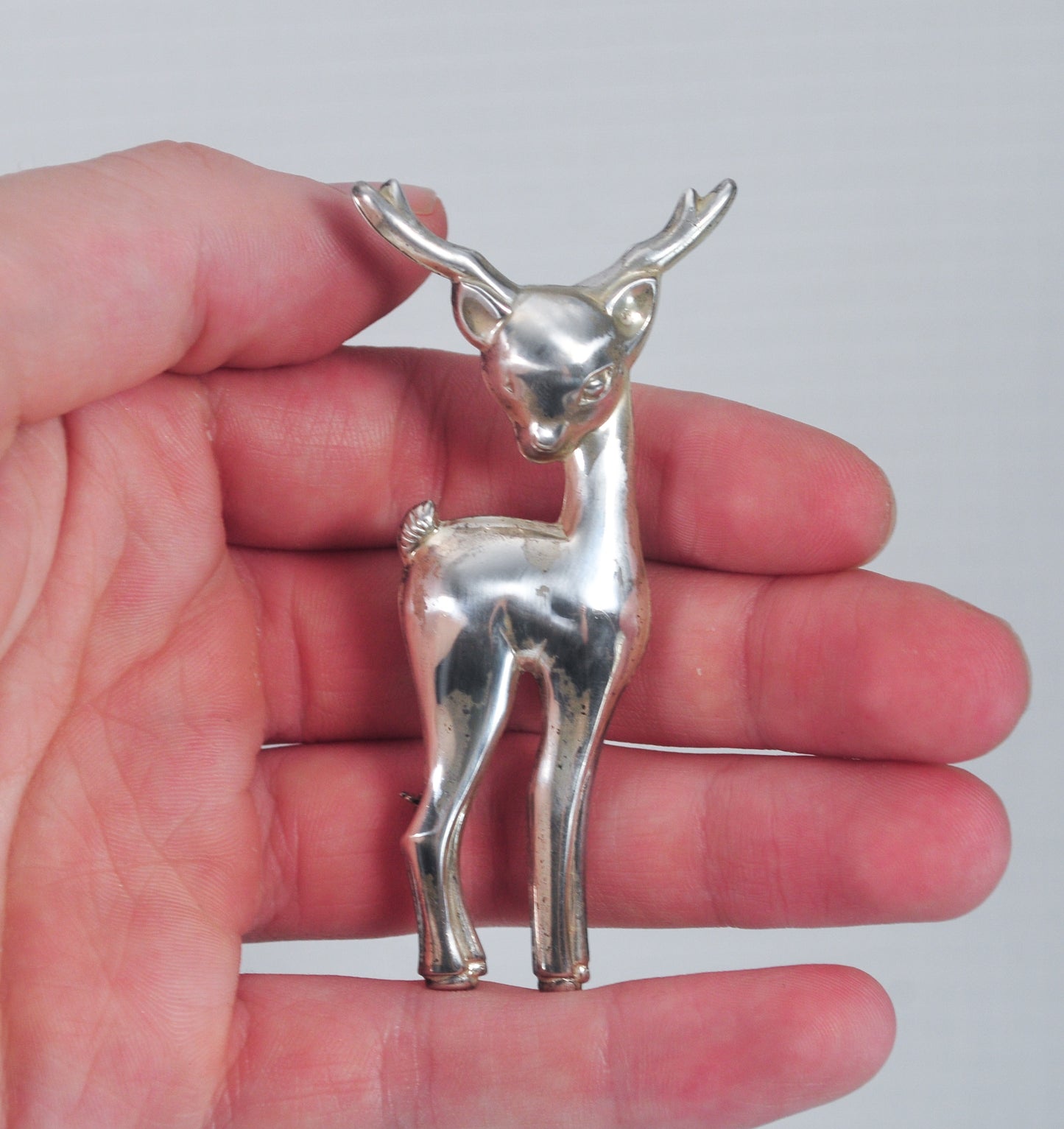 Vintage Signed Sterling Silver Deer Brooch