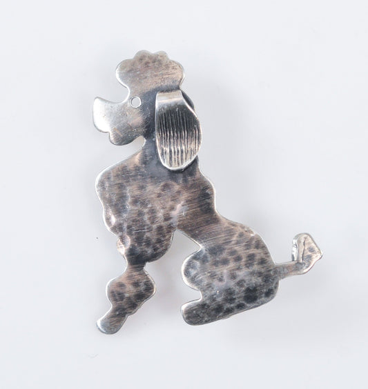 Handwrought Orb Sterling Silver Poodle Brooch