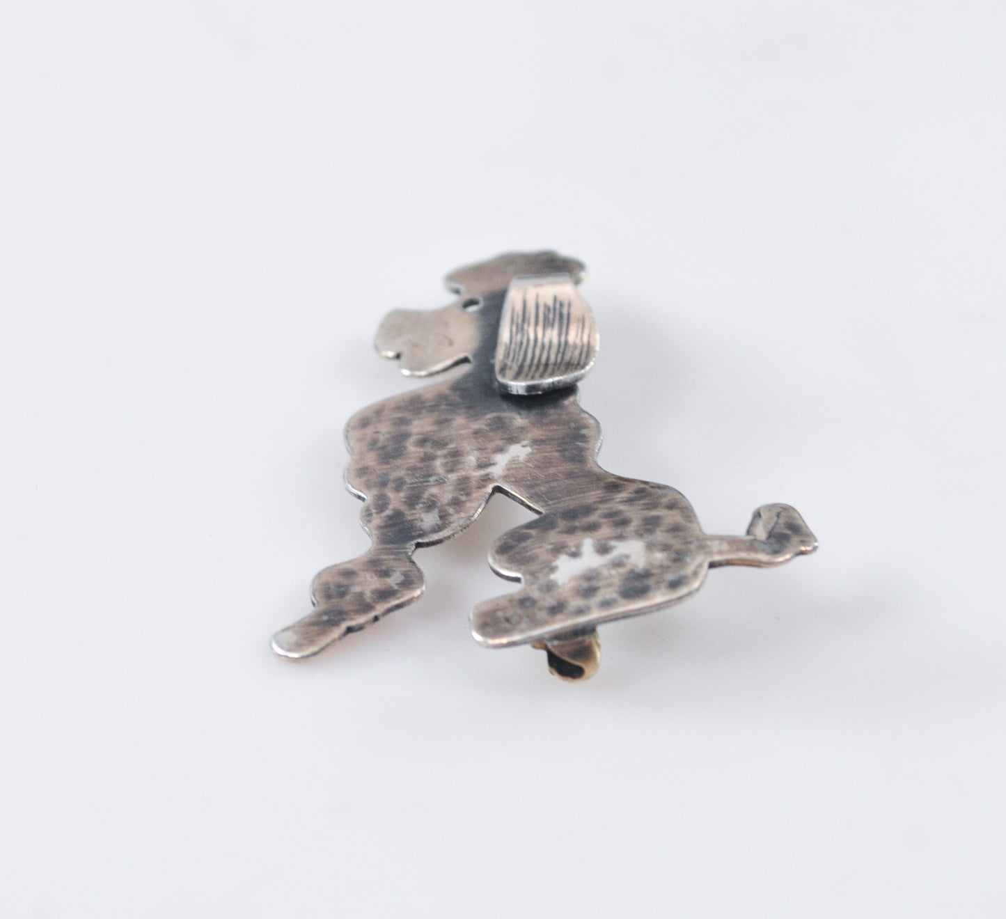 Handwrought Orb Sterling Silver Poodle Brooch