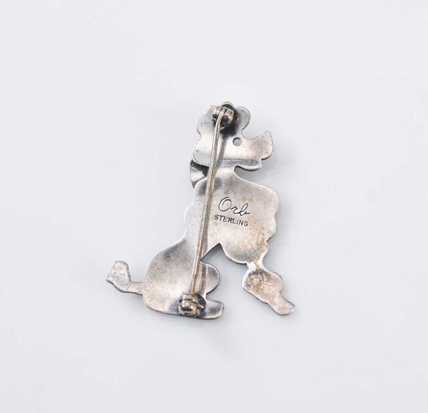 Handwrought Orb Sterling Silver Poodle Brooch