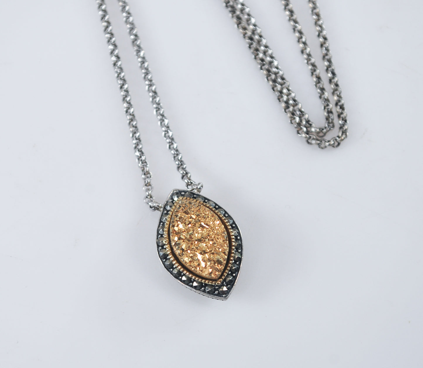 Judith Jack Sterling Silver Gold Druzy Necklace