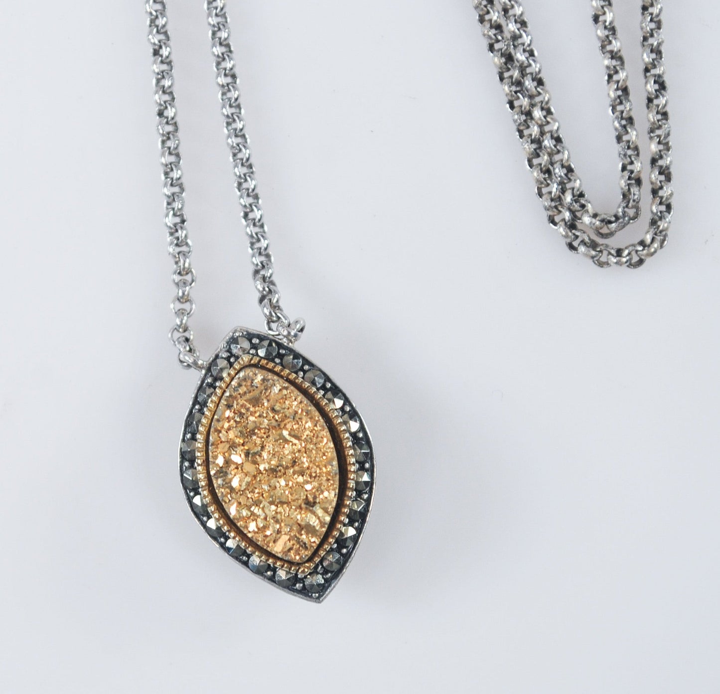 Judith Jack Sterling Silver Gold Druzy Necklace