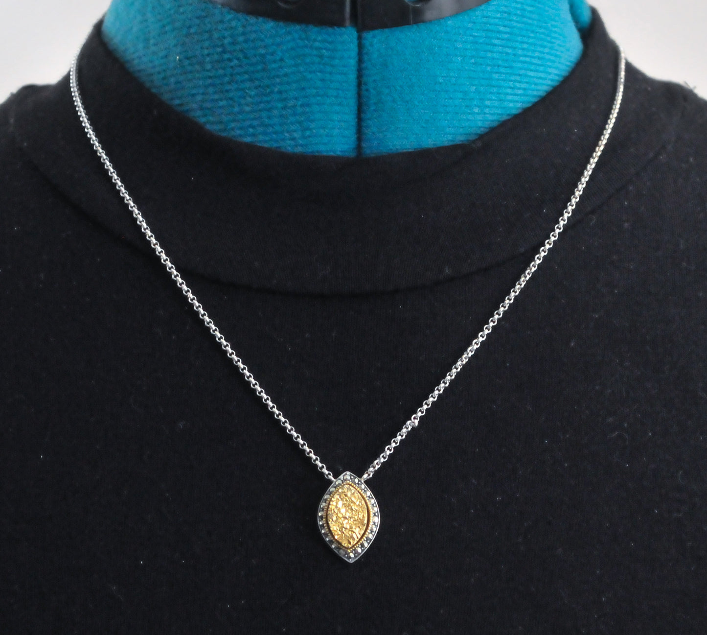 Judith Jack Sterling Silver Gold Druzy Necklace