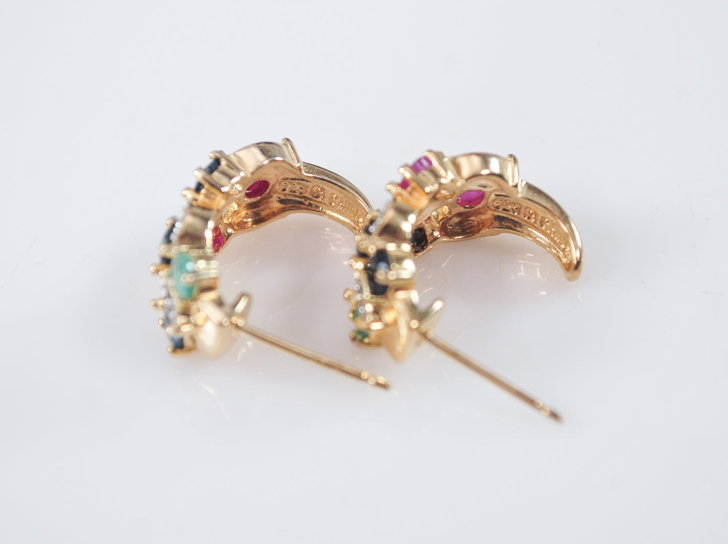 Ross Simons Gold over Sterling Sapphire Ruby Emerald Earrings