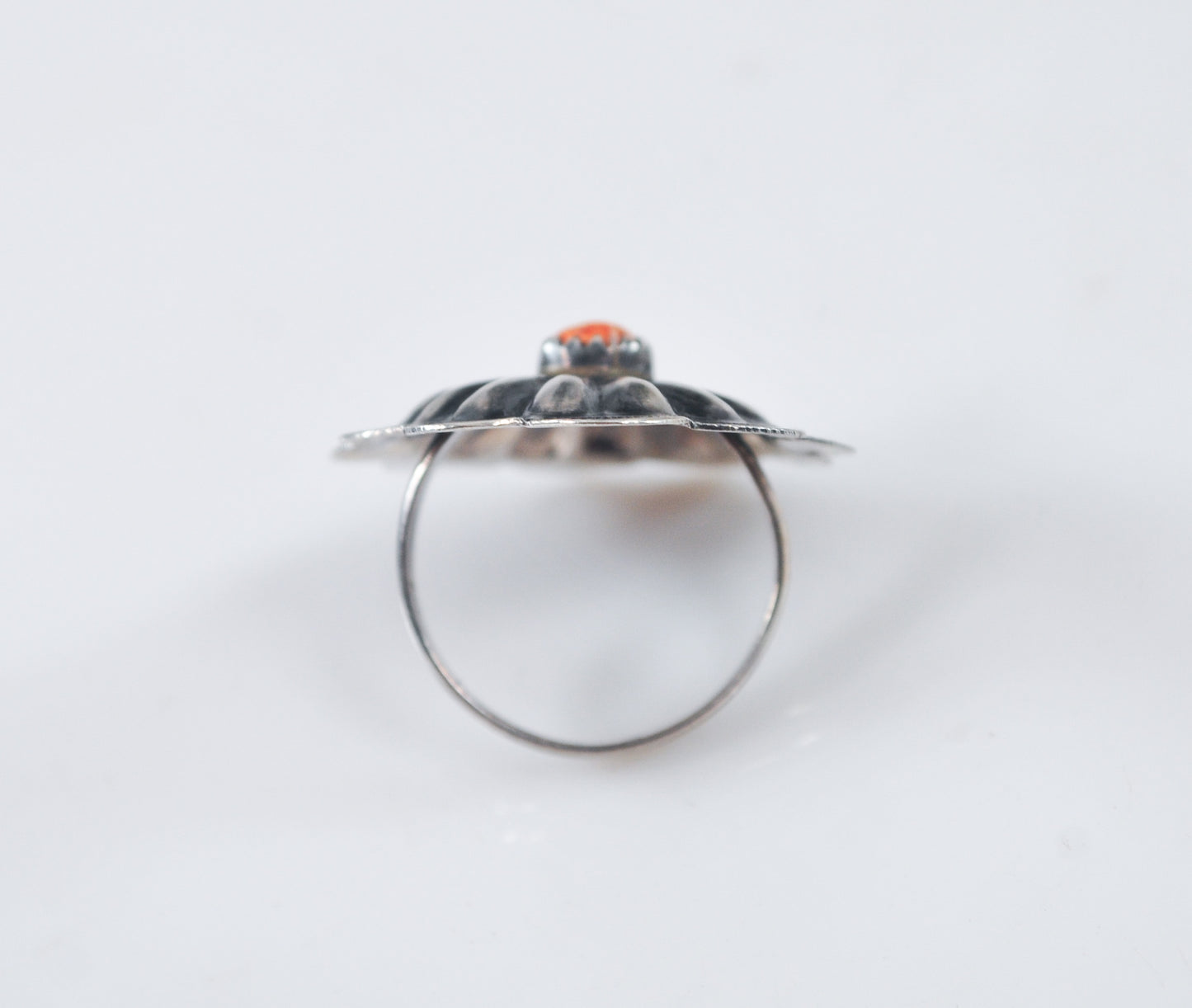 Navajo Sterling Silver Spiny Oyster Concho Ring