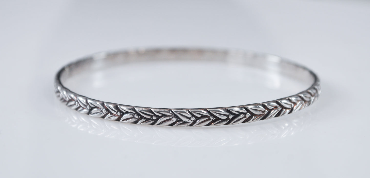 Vintage Narrow Sterling Silver Bangle Bracelet