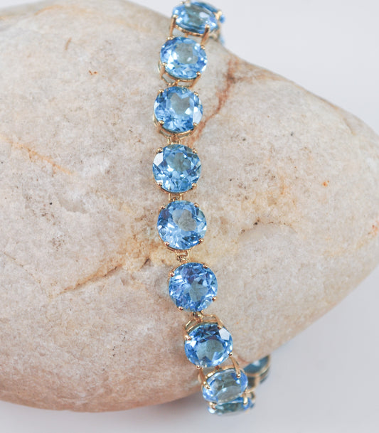 10K Gold Blue Topaz Bracelet