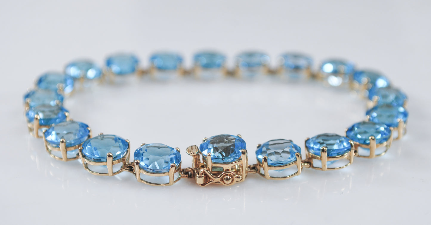 10K Gold Blue Topaz Bracelet