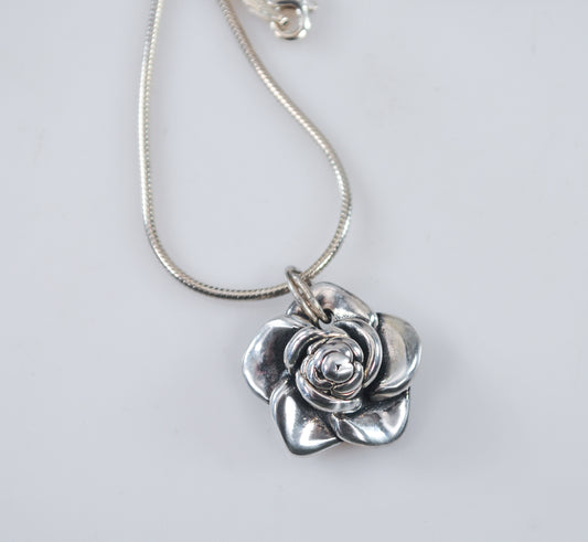 Sterling Silver Rose Choker Necklace