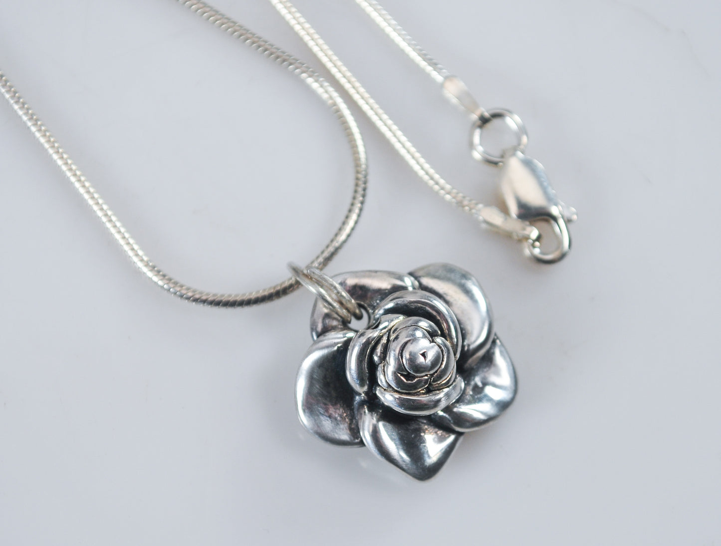 Sterling Silver Rose Choker Necklace