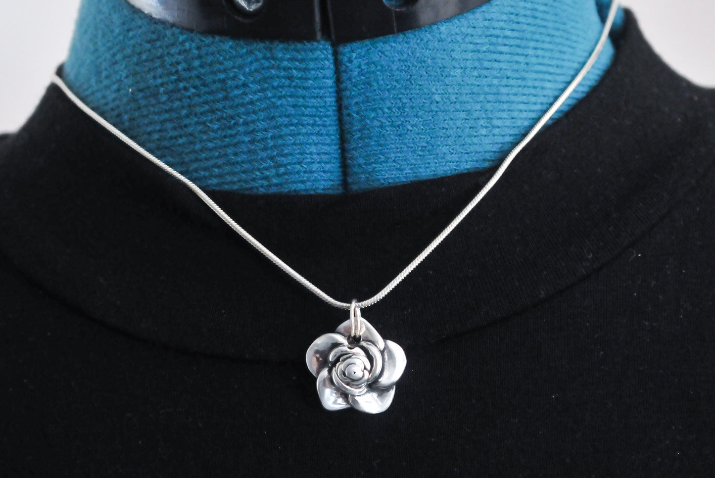 Sterling Silver Rose Choker Necklace