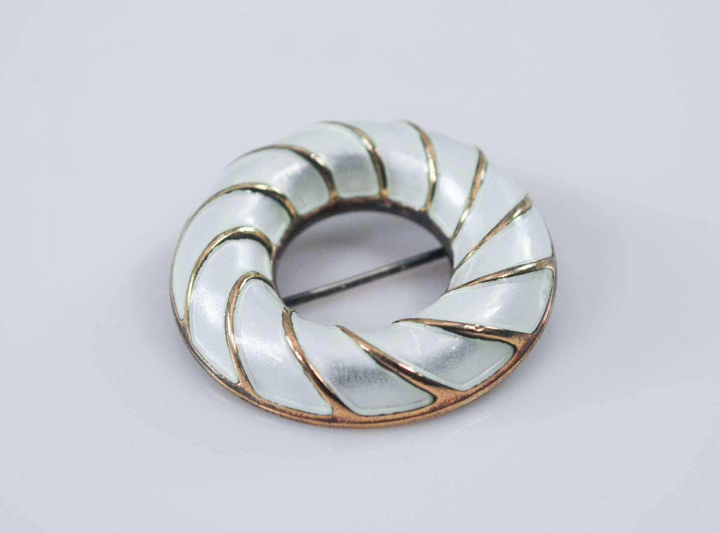 David Andersen Norway Gold Washed Sterling Silver White Enamel Brooch