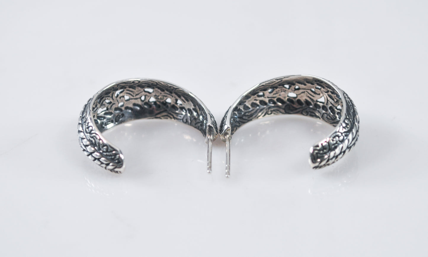 Carolyn Pollack Relios Sterling Silver Half Hoop Earrings