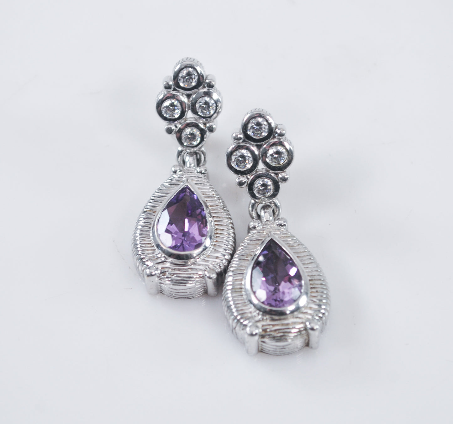 Judith Ripka Sterling Silver Amethyst Earrings