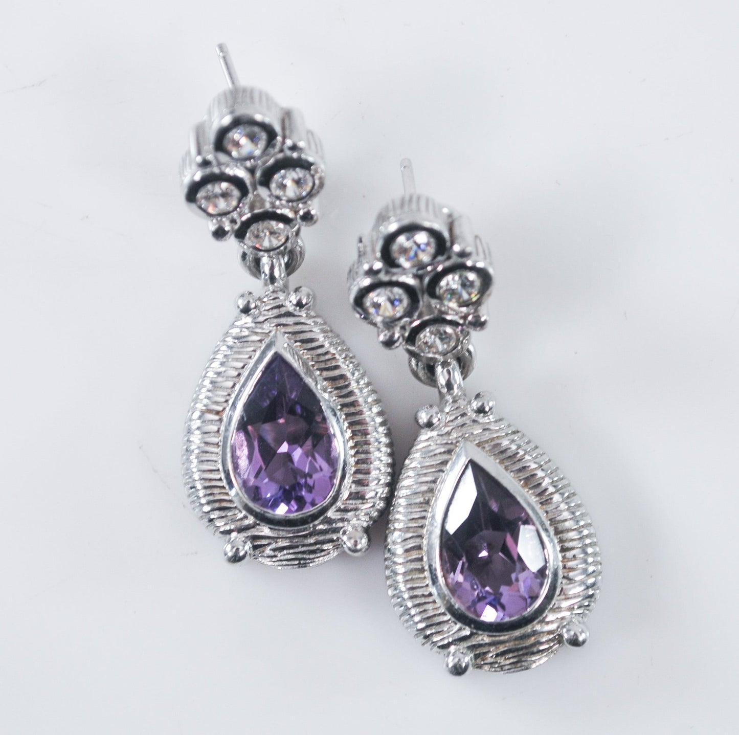 Judith Ripka Sterling Silver Amethyst Earrings