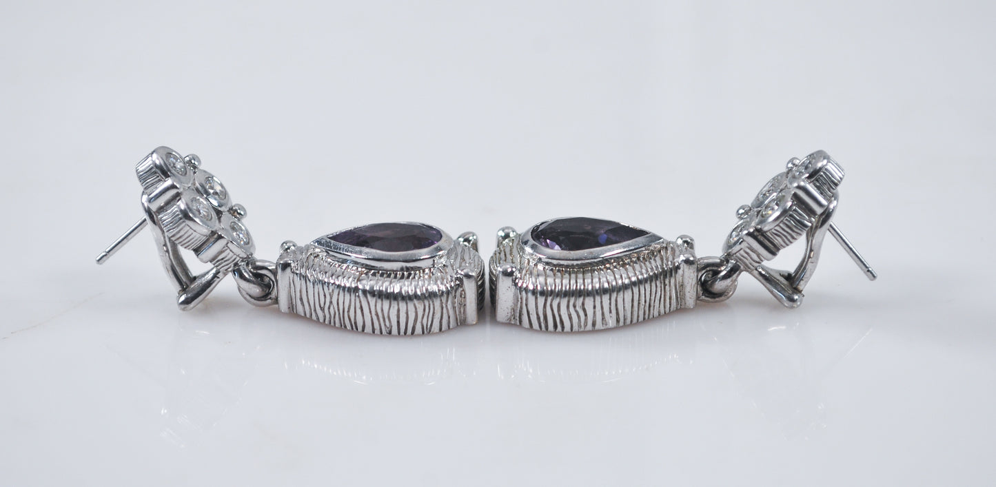 Judith Ripka Sterling Silver Amethyst Earrings