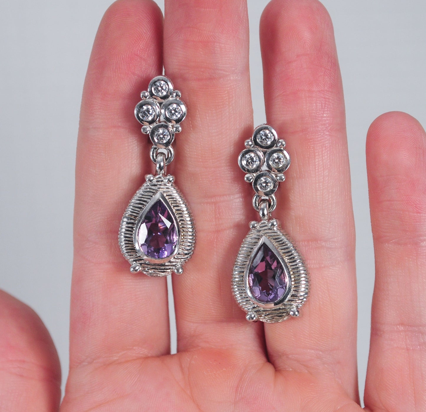 Judith Ripka Sterling Silver Amethyst Earrings